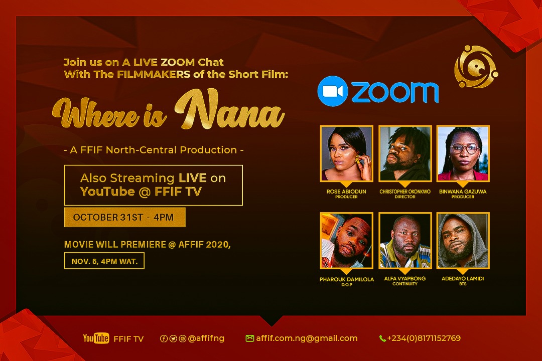 iamchrisokonkwo's tweet image. I'm inviting you! 😃

My team and I will be talking about our film "Where Is Nana" this evening by 4pm. You can join us from any part of the world on YouTube LIVE 
#Affif #ffif 

Link: youtu.be/HxNZzo9QtAI