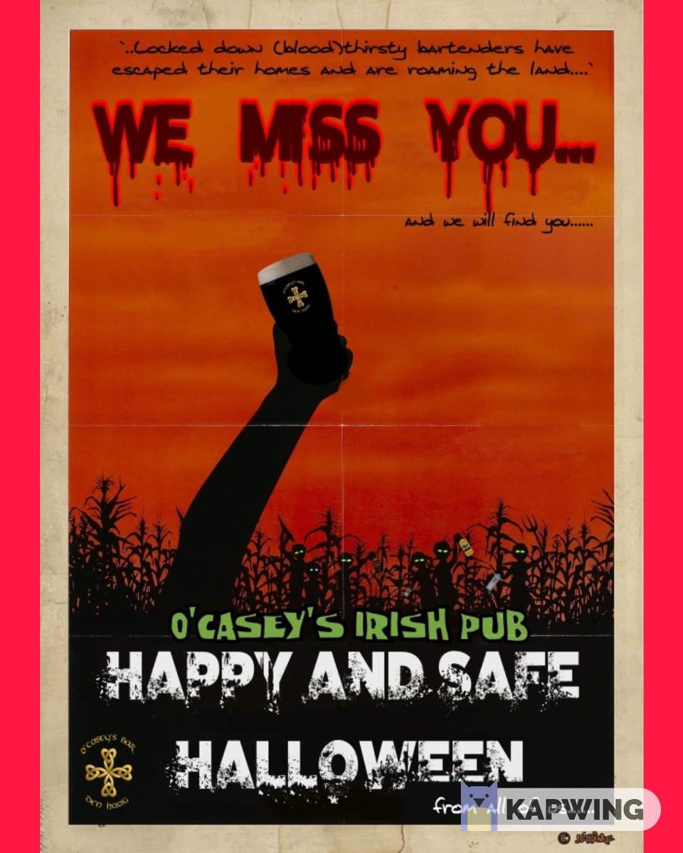 Happy Halloween folks! Hope to see you all soon 🙏🍻<a href="/Ocaseysirishpub/">O'Casey's Irish Pub</a> #denhaag #Halloween #Halloween2020 #irishpub #coronavirus
