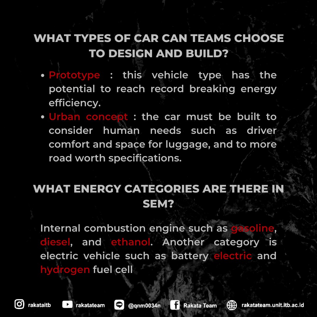 rakatateam's tweet photo. [FACT ABOUT SEM]

Do you know about shell eco marathon? Shell eco marathon is the world wide competition on energy optimization. It challenges student engineering to design the most energy efficient vehicles.

#RakataTeamITB #ShellEcoMarathon https://t.co/VH5H80KJtv