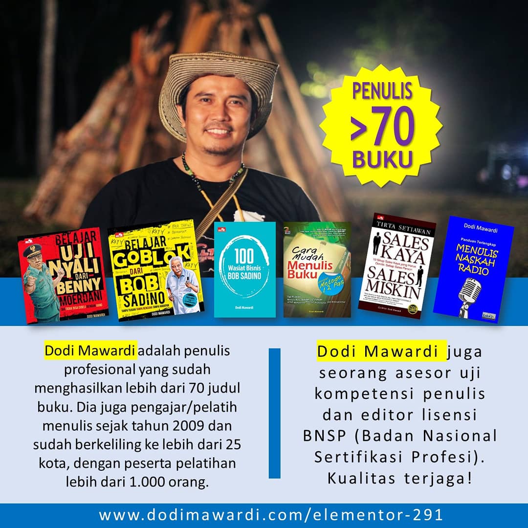 Materi e-learning ini setara dengan materi pelatihan tatap muka selama tiga hari. Berapa tuh biayanya? Yg ini hanya 99rb saja. Masih ditambah 3 ebook menulia dan 10 ebook menarik lainnya.