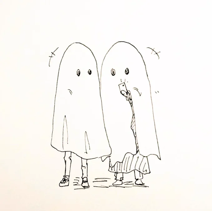 ハロウィンの仮装で、白いシーツを被っただけのおばけ姿の方を見かけました。人生で初めて、こんなにシンプルなおばけの仮装を見てわくわくしました(*'▽`*)

#ハロウィン 