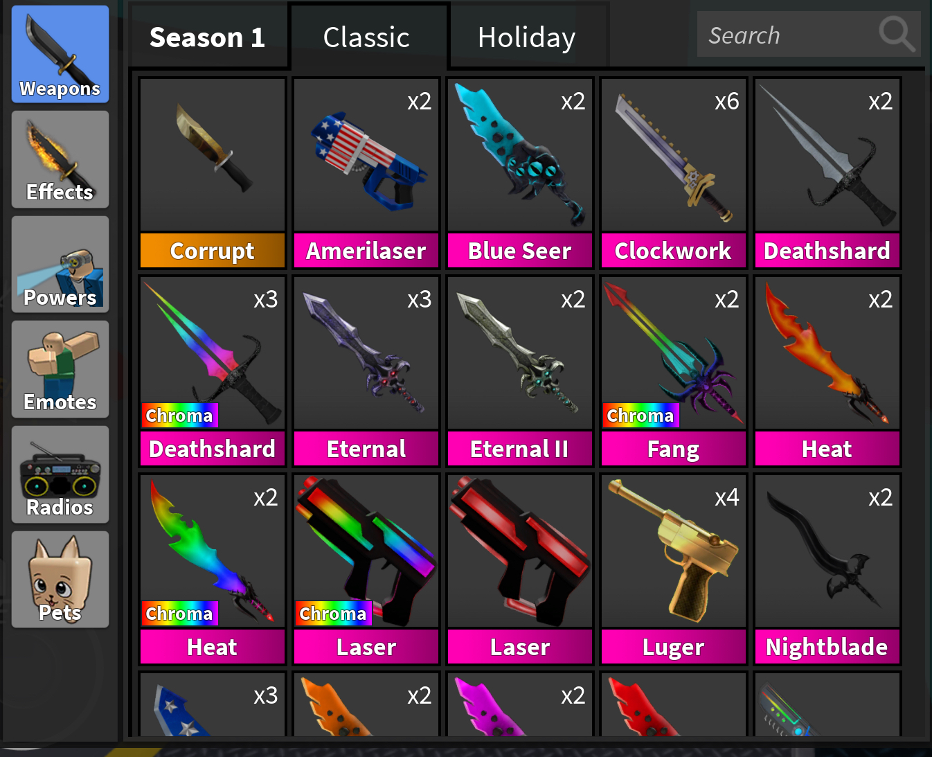 Trading these MM2 weapons for Adopt Me Pets! (I don't offer and using mm) :  r/crosstradingroblox