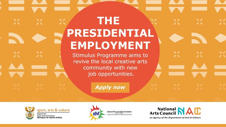 nacsouthafrica's tweet photo. Calling all artists, creatives and cultural workers! An employment stimulus programme is now available to uplift the arts community. 

To find out more about how you can benefit, follow the link: https://t.co/2GxaiqMriZ

#TogetherForTheArts https://t.co/RUefWo9JbW