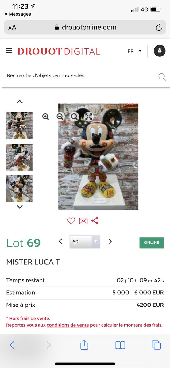 ChampopG's tweet photo. Vente aux enchères #StreetArt #popart @drouotdigital @Drouot d’une œuvre unique de l’artiste @misterLucaT une sculpture pièce unique en résine de 57 cm #mickeyfuck fin des enchères le 2 novembre pour enchérir c’est ici : https://t.co/R01m4vWdIs https://t.co/c1BzmXOmqN