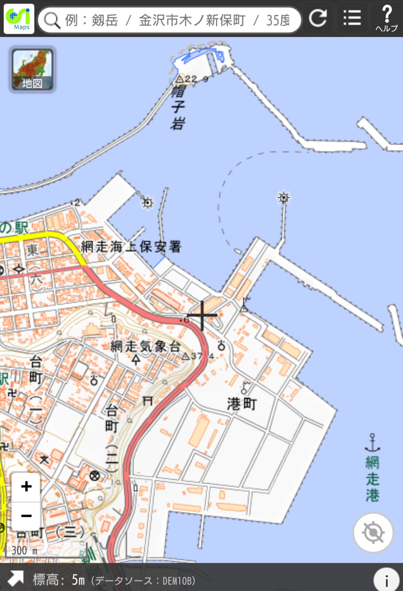 Ishikawa Kouichi ブラタモリで網走港の近くの帽子岩 地図見てると網走気象台を発見 地理院地図では地図記号 より 文字表示が多い気象台 気象台の文字の下の 三角形の記号は裁判所 T Co Brc6orhjac Twitter