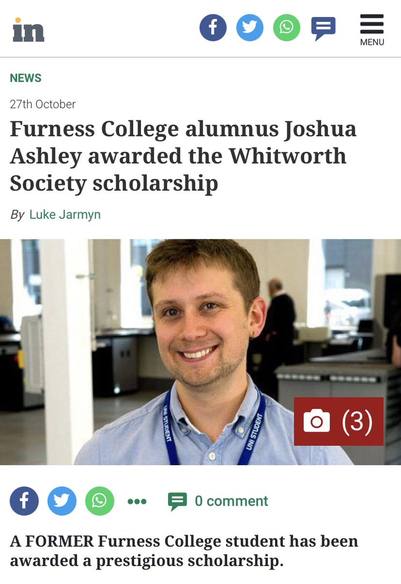 There’s some nice local stories coming through after the awards 🏆 and scholarship 👩‍🏫 announcements this last week, this one of Joshua Ashley. 

Link for full read  👉 in-cumbria.com/news/18824132.…