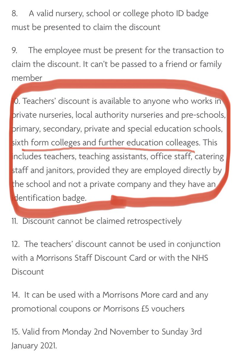 LooseCanon72's tweet photo. Thanks for listening @Morrisons and including 6th form and FE college staff in your discount. https://t.co/CB9AKE7X1C