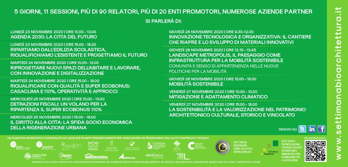 A brevissimo apriranno le iscrizioni per tutte le sessioni!
Pronti?
Seguiteci su settimanabioarchitettura.it