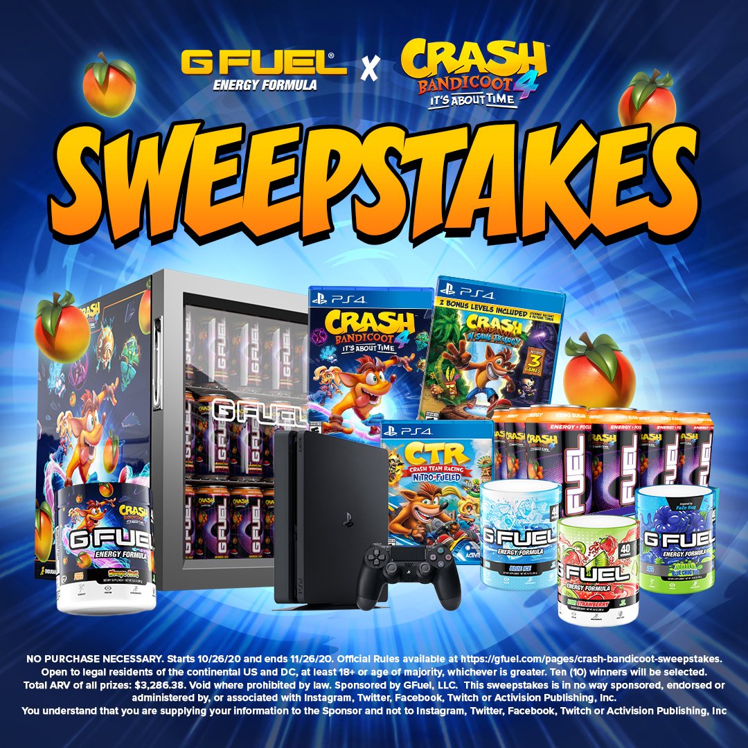 GFuelEnergy's tweet image. ⏰🤪 #Crash4 x #GFUEL GIVEAWAY‼️

💥 Like + RT + Tag a friend for good luck! 
 
🤝 Special Thanks To:
-@paladone
-@OriginalFunko
-@First4Figures

🤩 𝗘𝗡𝗧𝗘𝗥: gfuel.com/pages/crash-ba…