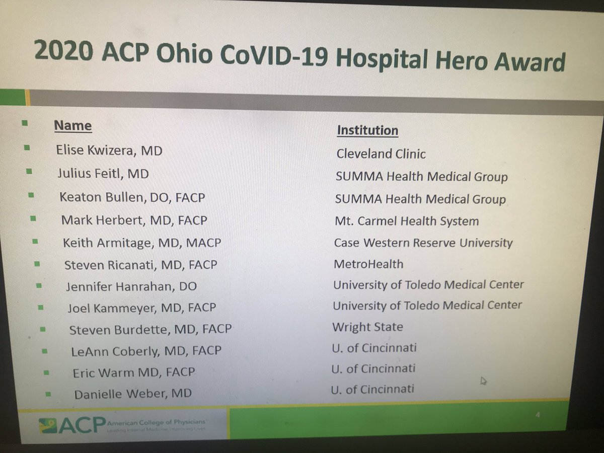kjgoistMD's tweet photo. Congrats to these fantastic docs who are leading us in these challenging times.  We recognized them today at #OhioACP2020, including @CincyIM @DEWeber_MDMEd @keitharmitage @joelkammeyer.  Keep up the great work! @OhioAcp @craigniel13 @mtanidmd https://t.co/nRyeGxGhD8
