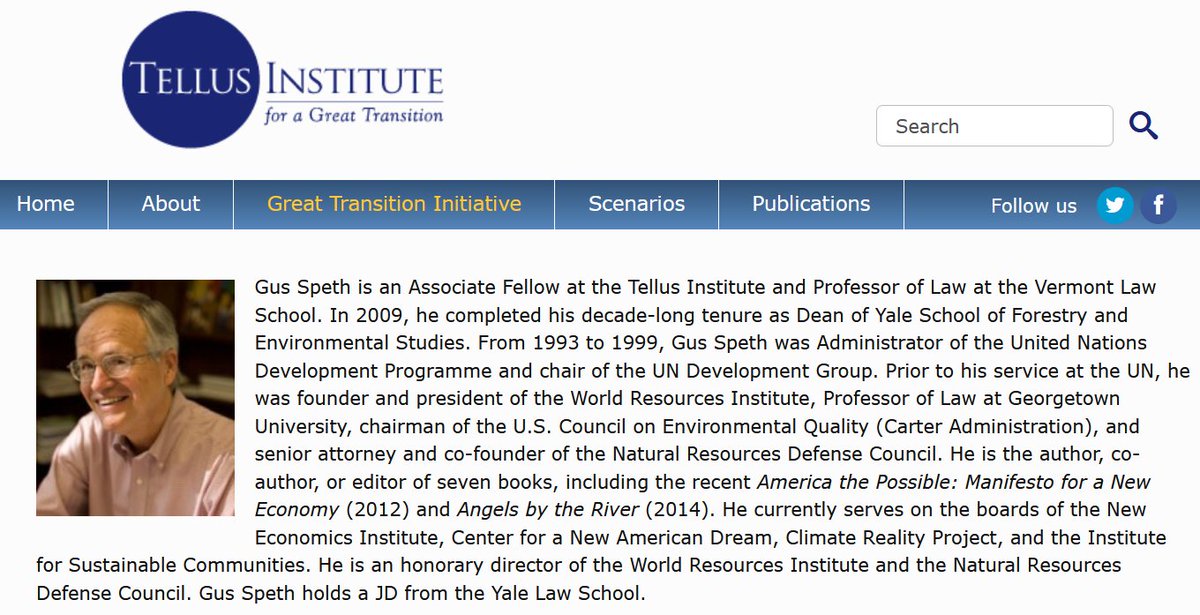 The founding president of Tellus was also in charge of the US centre of SEI. One of Tellus associate fellows (Speth) founded the World Resources Institute = now one of the closest allies of  #EAT & dominated by Davos elites (see previous thread:  https://twitter.com/fleroy1974/status/1320337523093213184?s=20)