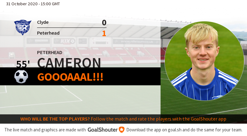 pfcofficial's tweet photo. 55' Clyde - Peterhead 0-1: GOOOOOOOOOOOOOOOOOOOOAAAAAAAAAAAAAAALLLLLLLLLLLLLLLLLLL FOR PETERHEAD!!! LYALL CAMERON SCORES HIS FIRST GOAL FOR THE BLUE TOON!!! https://t.co/SI5ruZCN4O