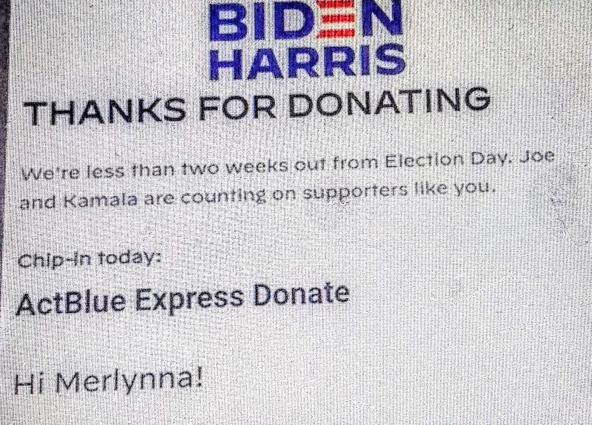 Merlamayla's tweet image. Can donate ten dollars and up?
If 10,000 Voters gave $5-10-20.
Tally's Up. Trump's Supporters enabling his campaign.
Let's stand-up and Vote for Biden