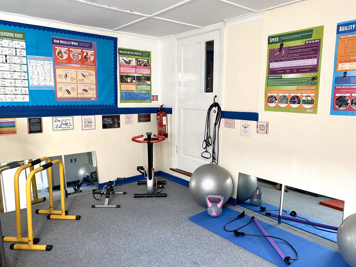 KyrstieStubbs's tweet photo. Staff gym finished-many of my staff can’t afford membership &amp; gyms are always the first hit in lockdowns so wanted to give staff another option- open before, during &amp; after school &amp;NOT paid for out of school budget before I get ripped apart! Used to be a group room but not used https://t.co/eBuA07NO9U