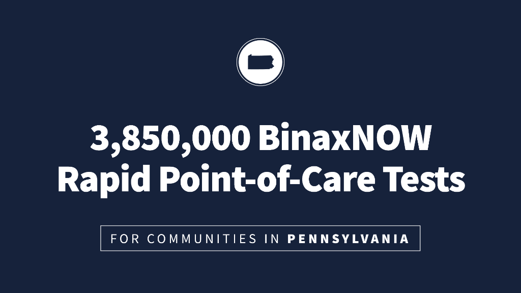 WhiteHouse45's tweet photo. The Trump Administration is sending Pennsylvania 3,850,000 rapid point-of-care COVID-19 tests! https://t.co/G6G8sykOXt