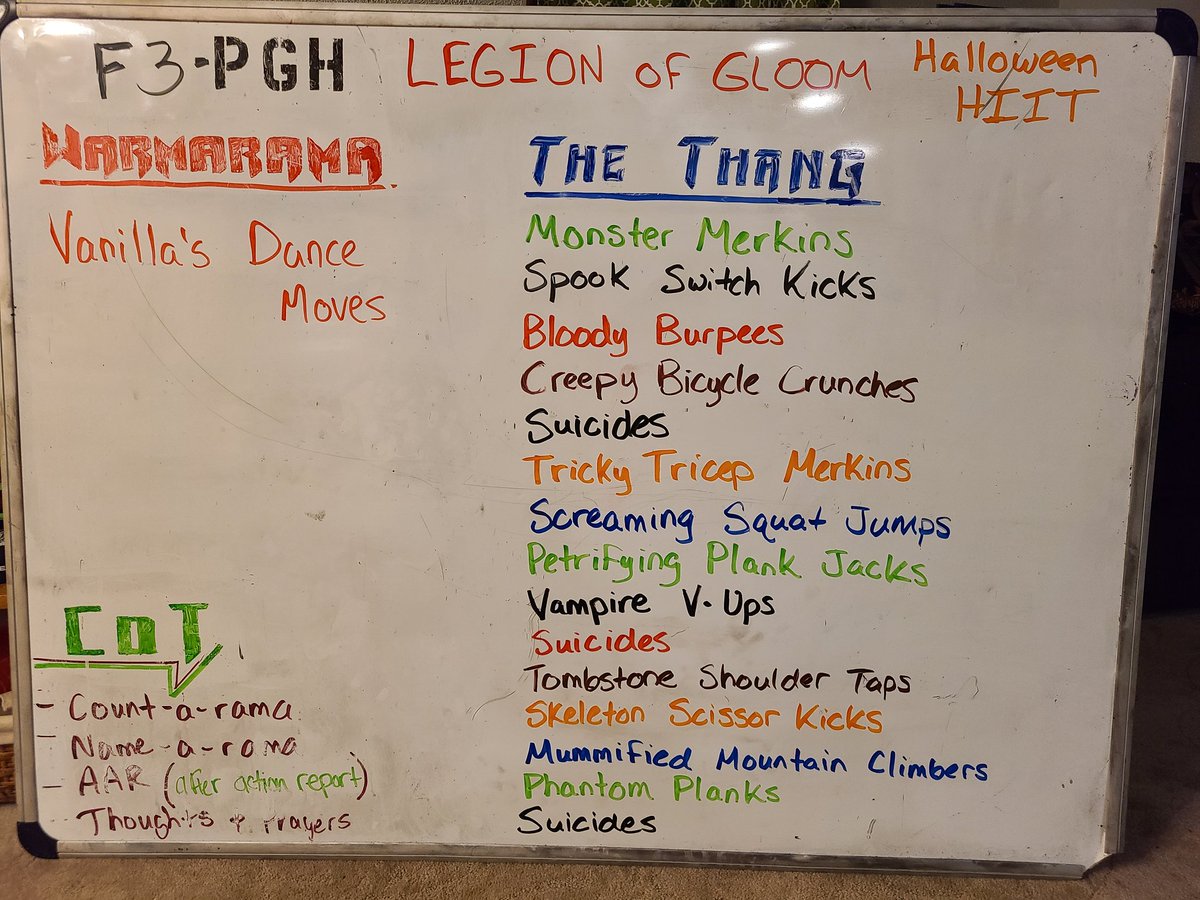 ClintSponseller's tweet photo. 8 #HighImpactYinzers met this morning at our @F3Pittsburgh Legion of Gloom AO for a 45 min Halloween HIIT workout.  I can be creative sometimes!  Some of us also dressed up representing our F3 names.  We had a couple of good ones!
@F3Nation
#HalloweenHIIT #dressup #iceicebaby https://t.co/p6jaFBwYU1