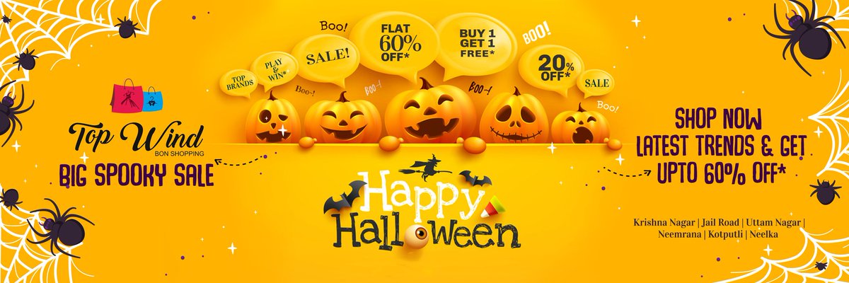 Topwindretail's tweet photo. Happy Halloween from Topwind. Visit Stores Now and Get upto 60% off on the purchase of trendy outfits. #HalloweenSale

#happyhalloween #halloween #halloween2020 #sale #offers #discounts #trendyoutfits #trendyfashion https://t.co/brxsnEPbnL