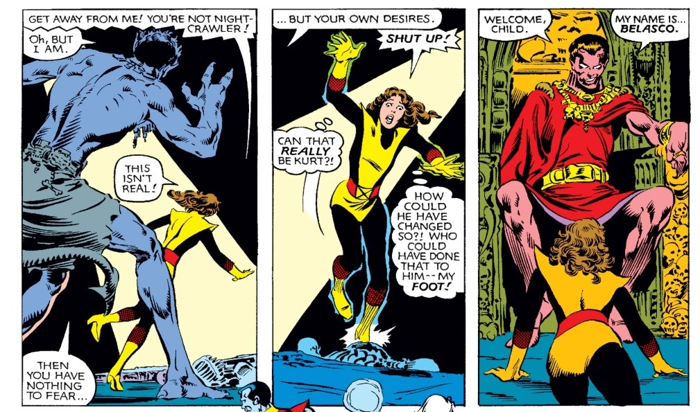 In a scene from UXM #160 Claremont uses Nightcrawler as a vessel for characterizing Limbo and its ruler, Belasco. The result is a rare, horrifying portrayal of Kurt’s character that, through this horror, defines important symbolic components of Illyana Rasputin.  #xmen 1/6