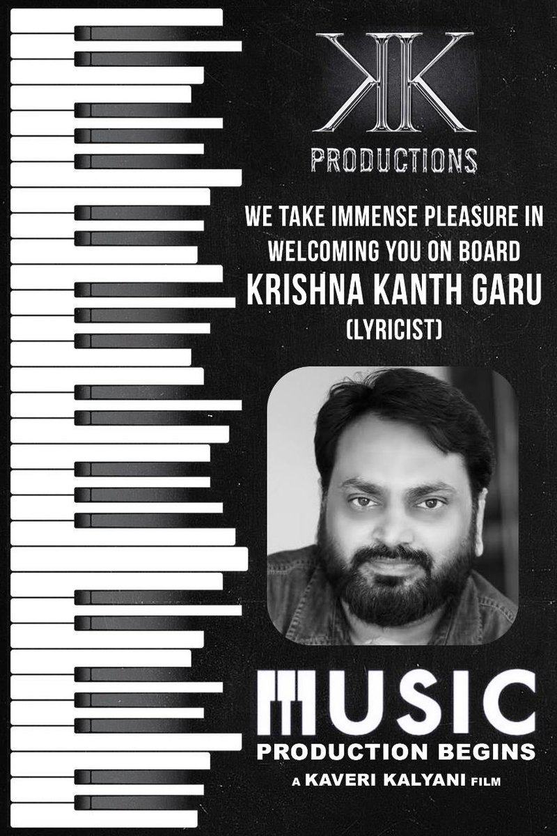 Overseasrights's tweet photo. #K2KProductions welcoming onboard @kk_lyricist for their #ProductionNo1. 
Music Production Begins!!

A @kaverikalyani directorial Multilingual Film 

⭐️ing @ChethanCheenu 
🎶@AchuRajamani

@K2KProduction #KaveriKalyani 
Stay Tuned! https://t.co/Ubrsoalb1v