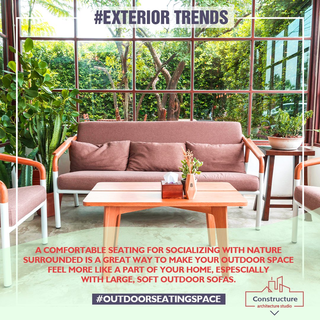ConstructureIND's tweet photo. Whether you have a lush green garden or a small deck patio, taking the indoors outside is the natural thing to do.
#exteriordesign #designtrends #outdoorseating #Constructure #architecturestudio #Exteriors #outdoorfun https://t.co/iJOawFAhYo