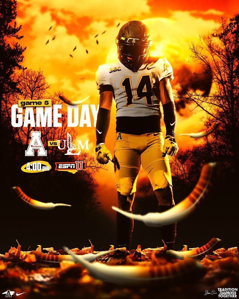 AppState_FB's tweet photo. Get up, #AppNation, it’s GAME DAY!

#GoApp #BeatULM 🎃 https://t.co/ZcuXe7XiyI