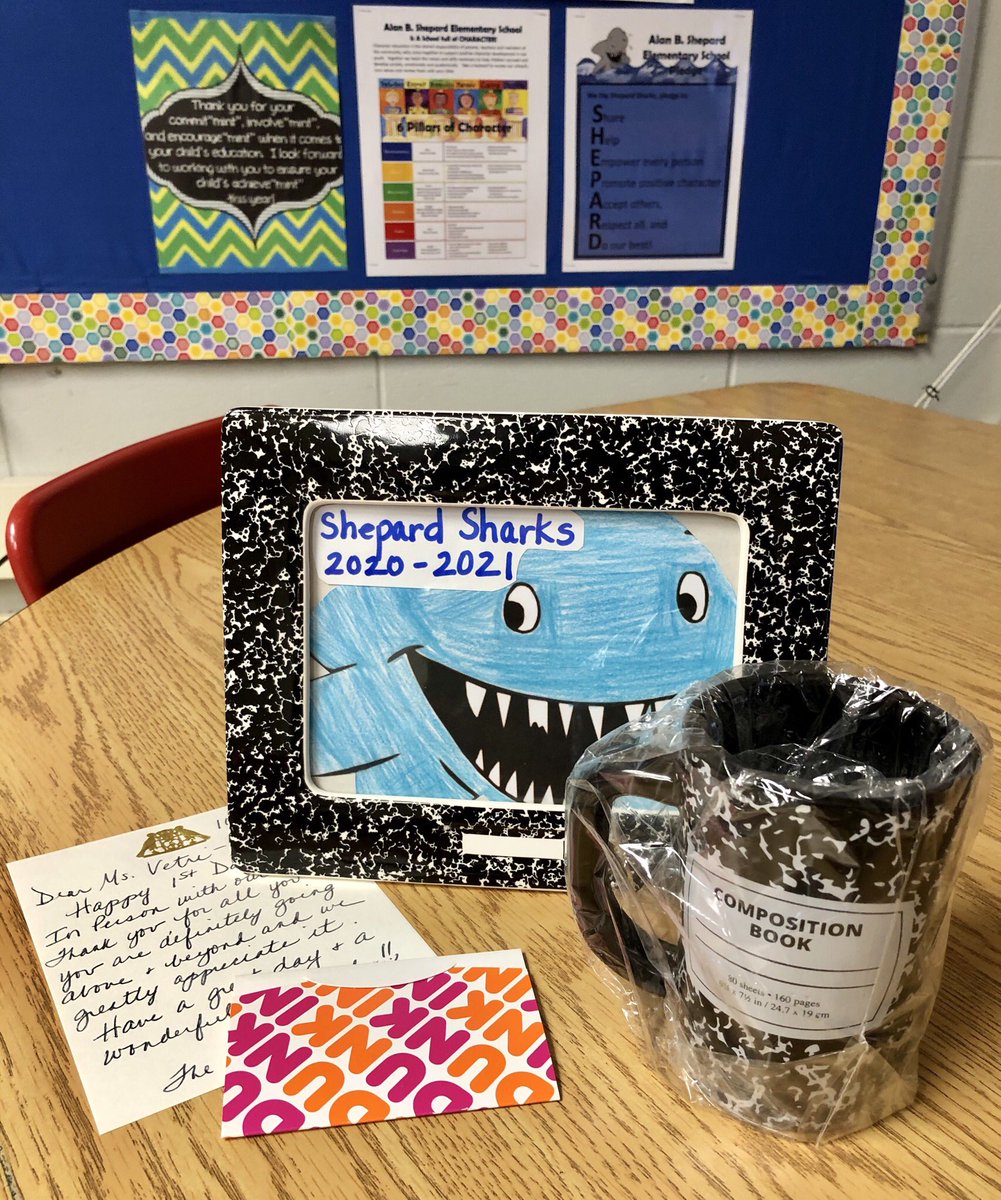 Thoughtful gifts &amp; kind words made my day!!! Thank you <a href="/michelevalvo1/">michele valvo</a> so much for thinking of me!! ! 🦈 🍩 🖼 💙<a href="/AlanBShepPrin/">Shepard Elementary</a>