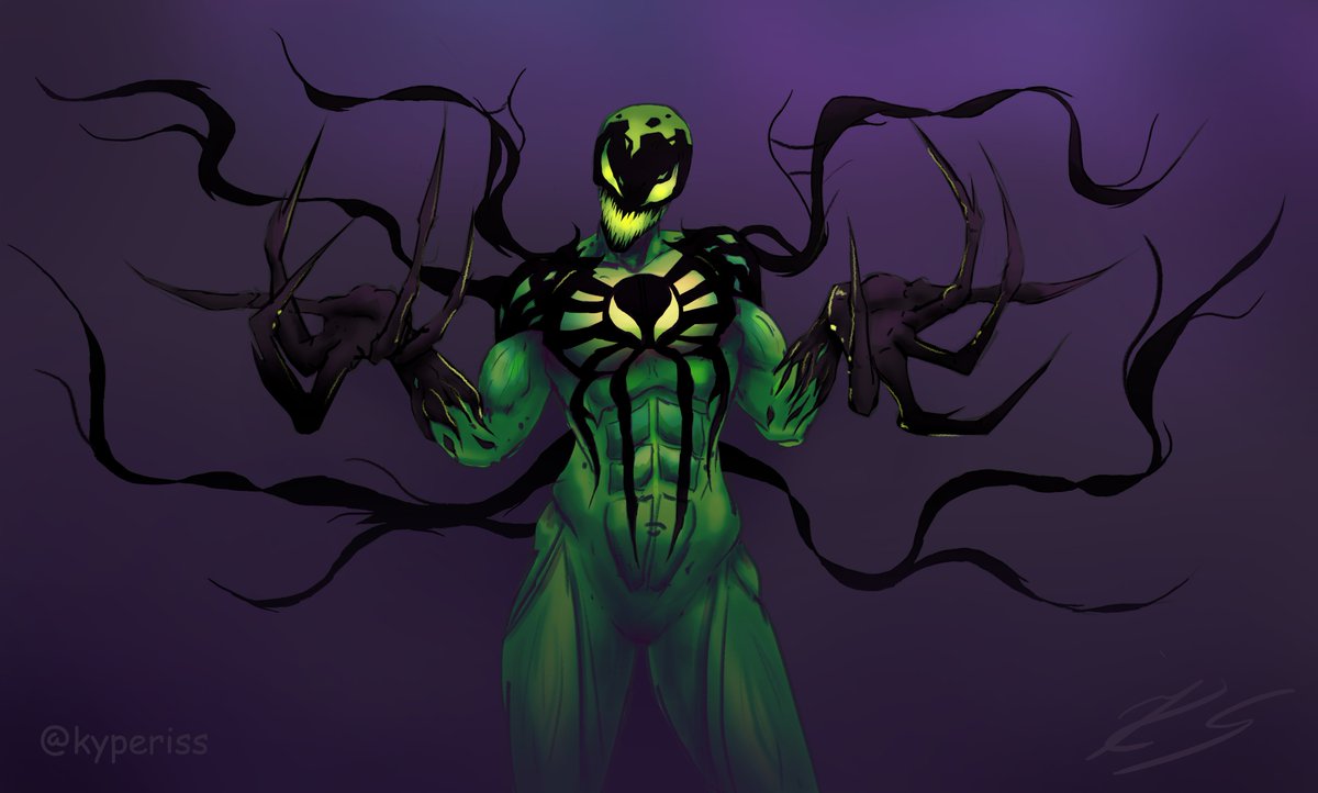kyperiss's tweet photo. I drew @JaxBladeFitness symbiote oc Genocide, looking naturally badass. https://t.co/TESao3VUM9