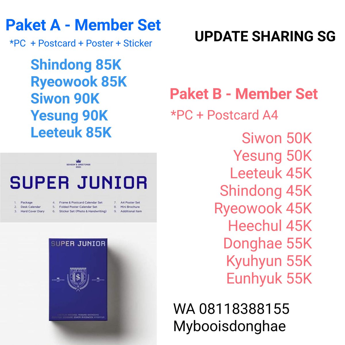 nui_neh's tweet photo. [Help RT] Sharing Season's Greeting 
Super Junior 2021
.
.
Tanya2 bisa WA 08118388155
Check Out shopi jg bisa 
.
.
#SUPERJUNIOR #SJSEASONSGREETING #SEASONSGREETING2021 #SUPERJUNIOR_BeyondLIVE https://t.co/LTWen02RZx
