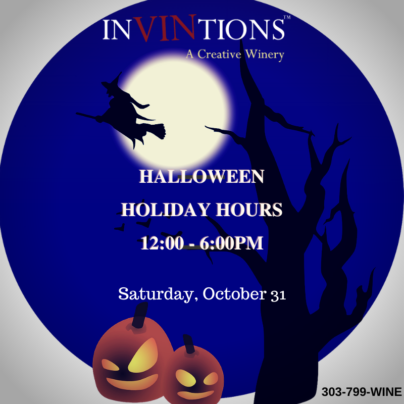 W2W_DTC's tweet photo. Happy Halloween!  Don't forget... the winery closes early today at 6:00 p.m.  If you haven't gotten your spooky Halloween wine package yet, don't miss out.  Call or stop in before 6:00 p.m. TONIGHT! https://t.co/3zybkf7uyc https://t.co/VJUKafKXZH