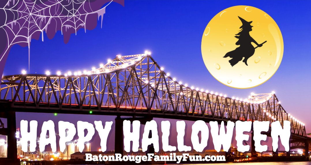 BRFamilyFun's tweet photo. Wishing everyone a safe and Happy Halloween! Visit https://t.co/dG3WMBT75o for few helpful links for Trick-or-Treat Times, Halloween events, Kids Eat Free on Halloween locations and fun things to do! #BRFamilyFun #BatonRouge #ExploreBatonRouge https://t.co/YB9z9EDxgh