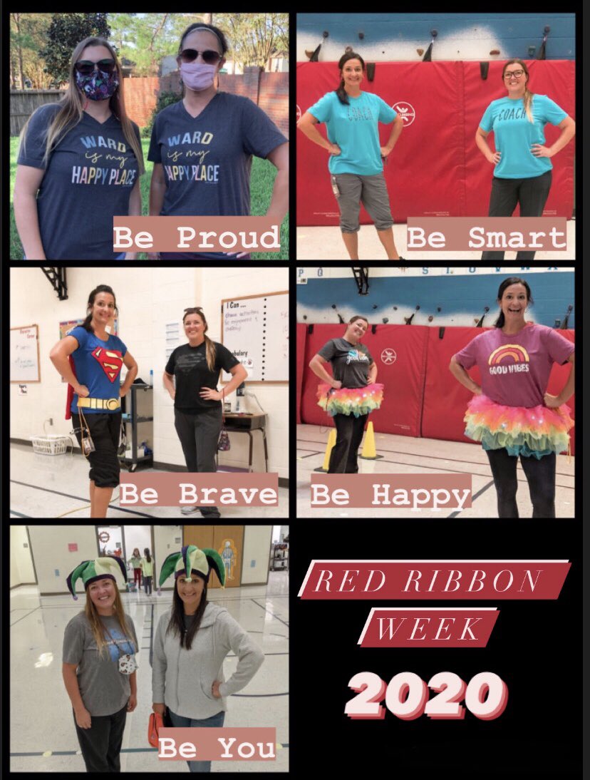 WardPECoaches's tweet photo. Ward coaches choose to be happy, brave, and drug free! #redribbonweek @ClearCreekISD @CCISDAthletics @WardStarsCCISD https://t.co/0c17rLQfLu