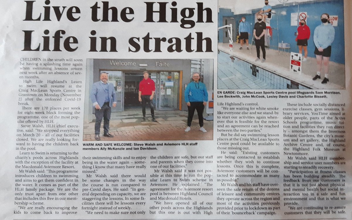 hlhceo's tweet photo. Big thank you to Gavin the @StrathyHerald for the excellent coverage of our #hlhbounceBack in Badenoch and Strathspey. Huge thanks also to our amazing @HLHsocial staff and customers for making it happen. @sportscotland @CommLeisureUK @KateForbesMSP @drewhendrySNP @ActiveScotGov https://t.co/eF3gFgH0tE