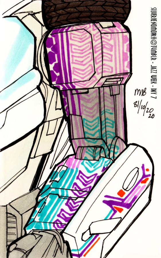 SilverXenomorph's tweet photo. Re-did Jazz' UV Sleeve Tattoo for the final day of #Jazzweek #transformers #maccadam #jazz #exrid #IDW https://t.co/3023HpUTYa