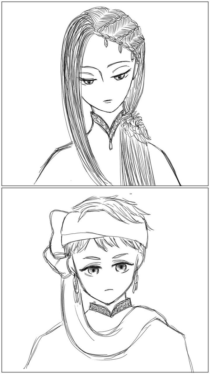 花婿と介添人(練習絵) 