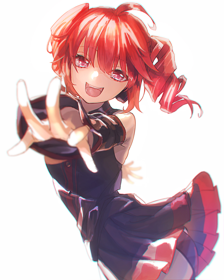 kasane teto 1girl solo drill hair red hair smile open mouth looking at viewer  illustration images