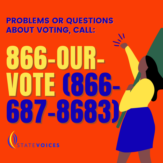 state_voices's tweet photo. You are legally allowed to receive assistance and accessibility support to vote. 

Have questions about language, accessibility, or other concerns while voting?

Call the Election Protection Hotline: 1-866-687-8683.

#PowertothePeople https://t.co/yS1FWHnSs7