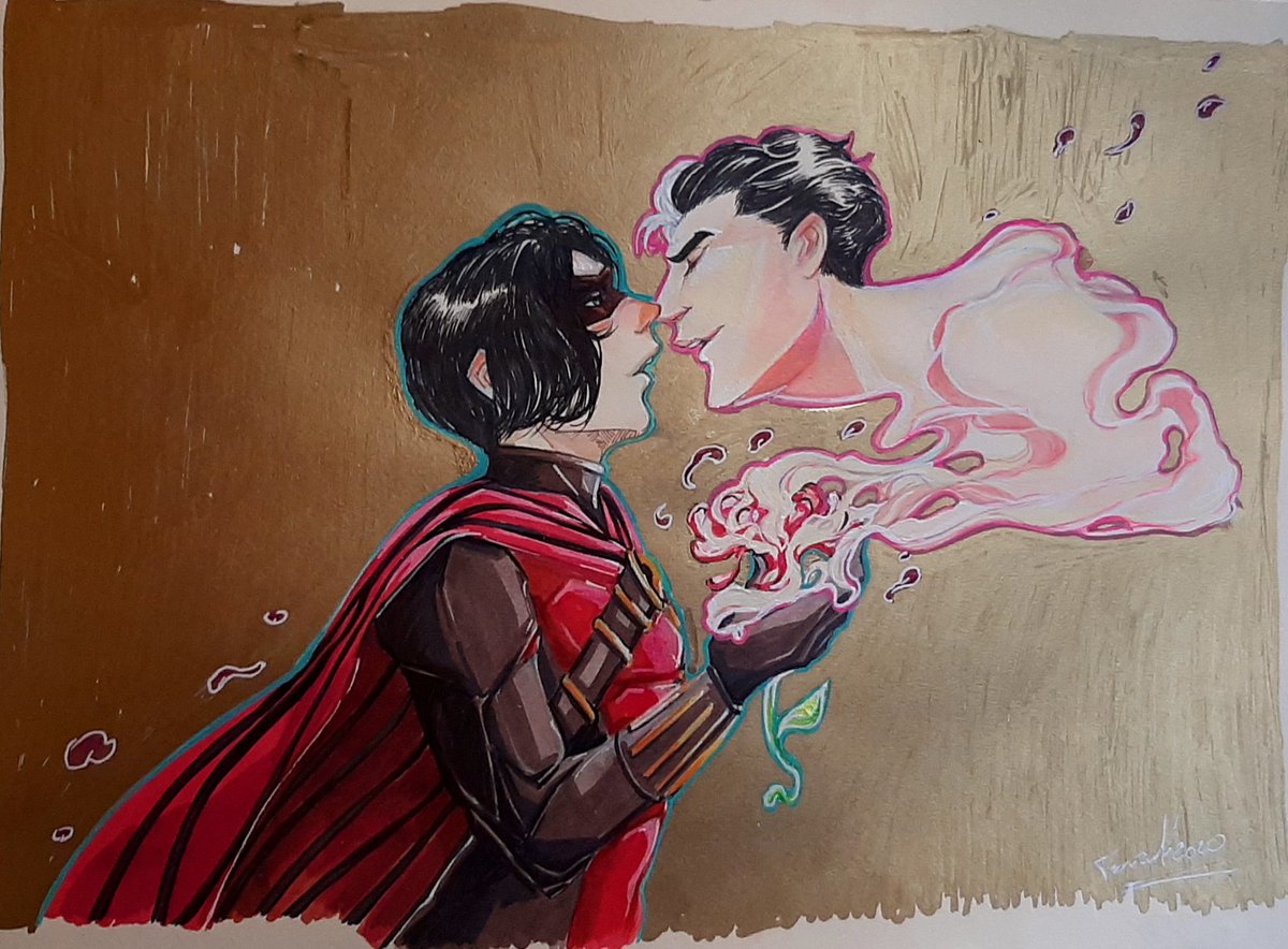 Tyredallnightl1's tweet photo. Fast finished doodle of Tim hallucinating under one of Posison Ivy's flowers, with that he desires more than anything, but won't ever get to have; Jason.
#whumptober2020 #no16 #hallucinating #Batman #traditionalart #JasonTodd #TimDrake #Timjay #JasonxTim #TimxJason #RedHoodDC https://t.co/XcYzPkqGNa