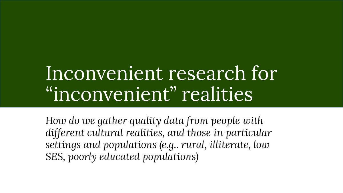 Which liberally use qualitative & ethnographic approaches that meet participants where they are at; and to observe behaviors on their "natural" settings. But how to get from here to generalizable psych knowledge? While (6/15)