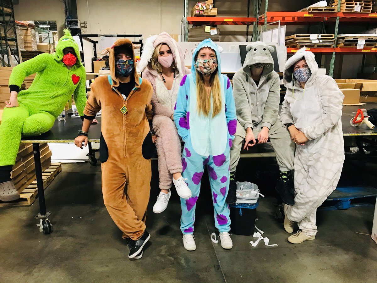 Our sewing team in #Madison is keeping it comfy. Have a happy and safe #Halloween from our team to yours! 🎃