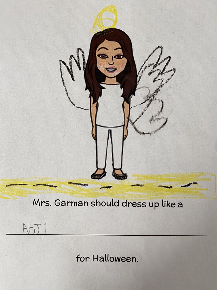 My new favorite Halloween writing activity! The Ss were asked to dress Mrs. Garman for Halloween and sound out my costume. They did not disappoint! 🤣 <a href="/WillowvilleE/">WillowvilleElem</a>
