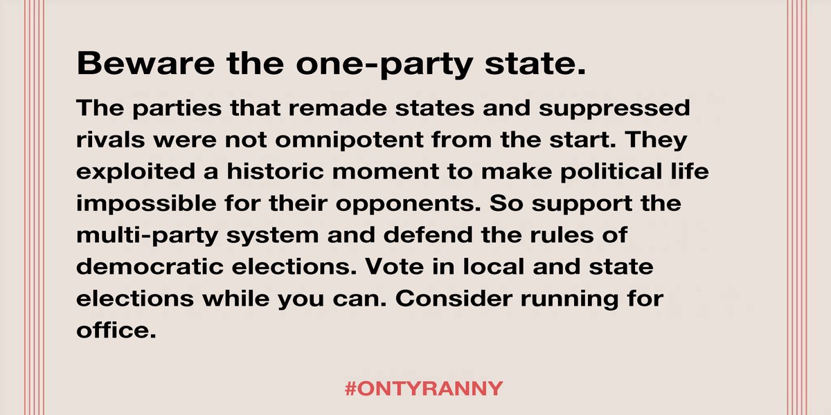 3/20. Beware the one-party state.  #OnTyranny