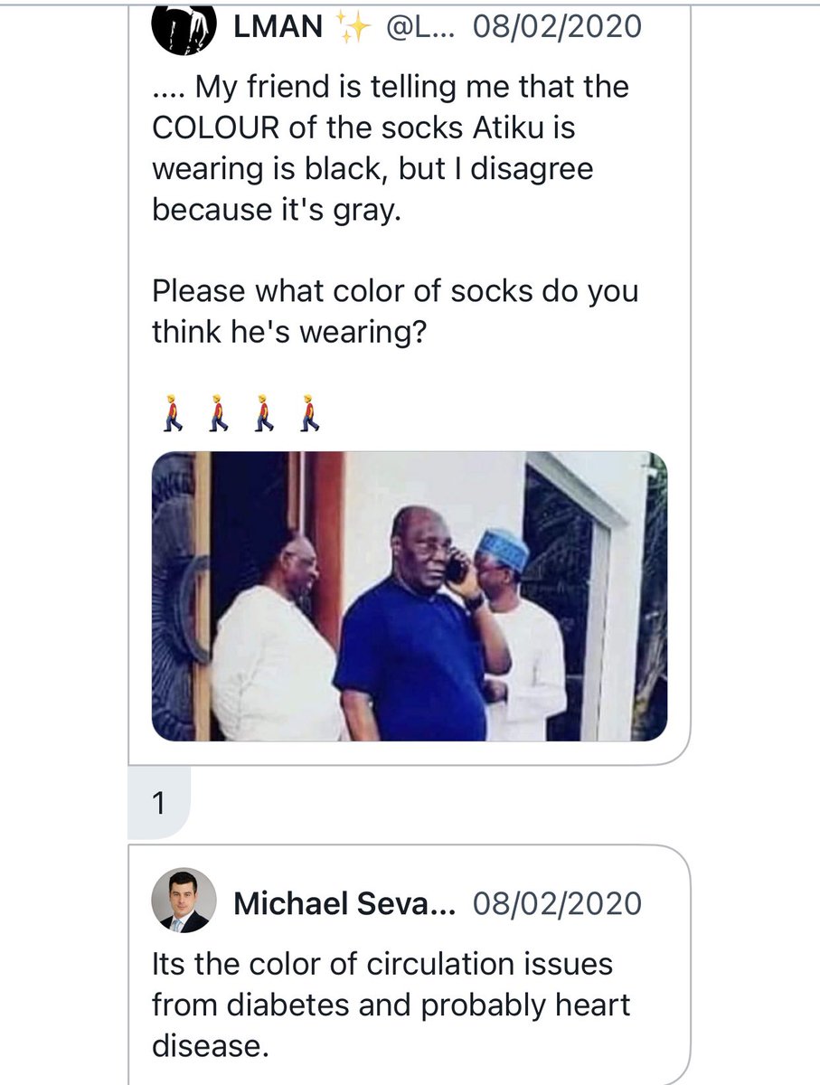 Here is  @oldmanjingles saying that Atiku was ill from a tweet talking about socks. So much for a clown demanding respect