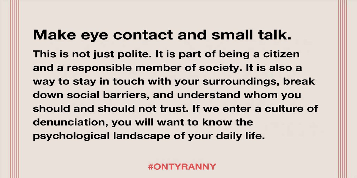 12/20. Make eye contact and small talk.  #OnTyranny