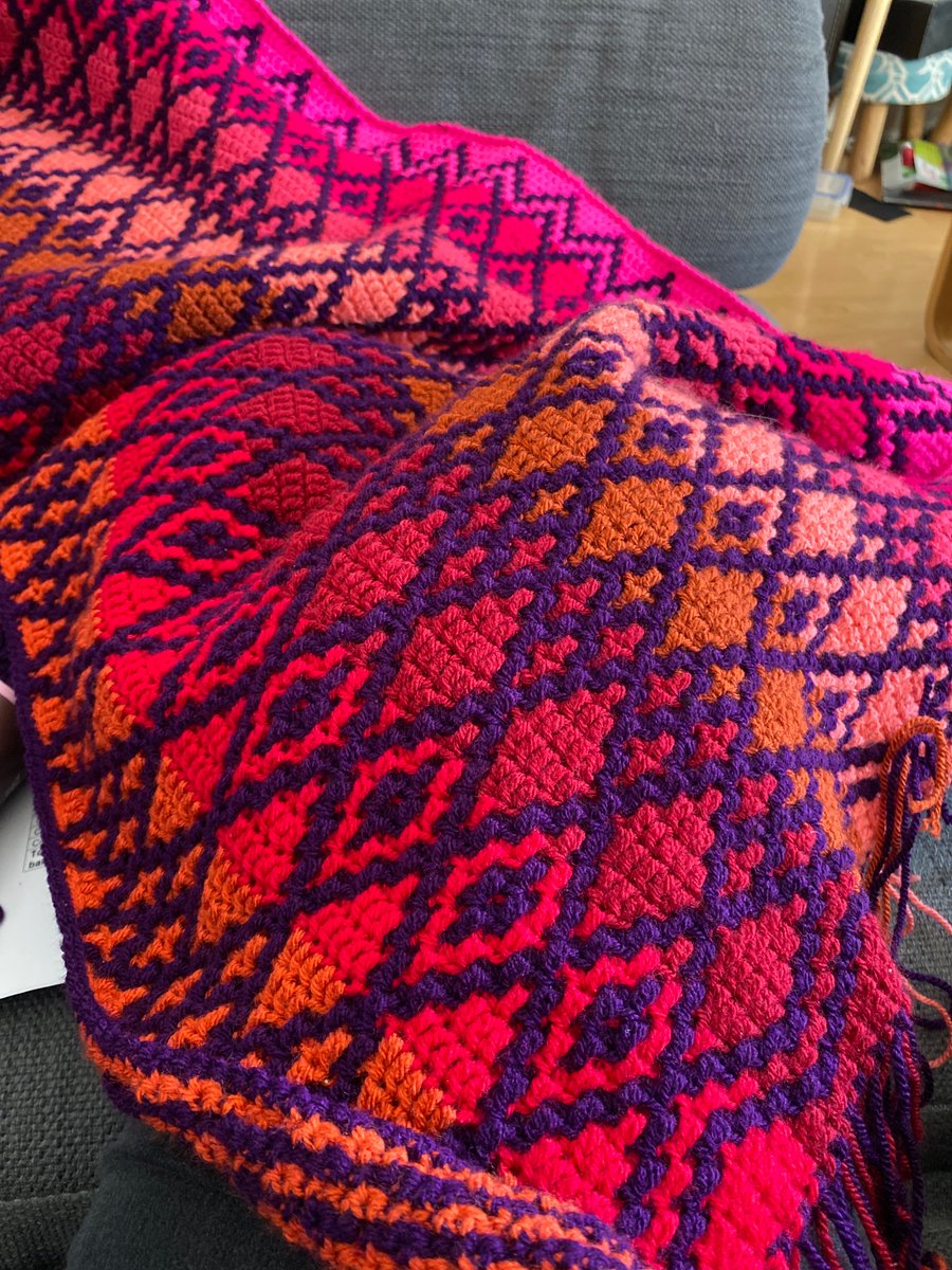 bloobloons's tweet photo. When it's stormy outside but your crochet project is keeping you warm and cosy #QueenCAL https://t.co/IvCxgzPjWB