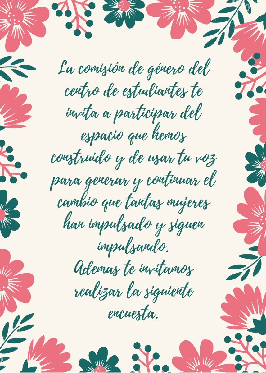 ♀️ ¡Desde la Comisión especial de Género del centro de estudiantes invitamos a todas a participar!

📝 También te invitamos a completar una nueva encuesta  a través del siguiente link 👇 docs.google.com/forms/d/e/1FAI…