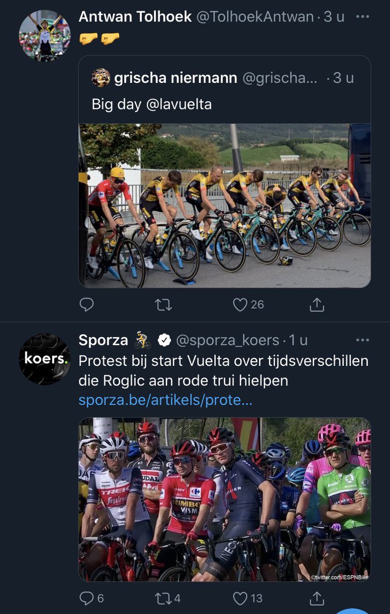 Such a lovely twitter timeline: warming up on rollers before a 15min strike...