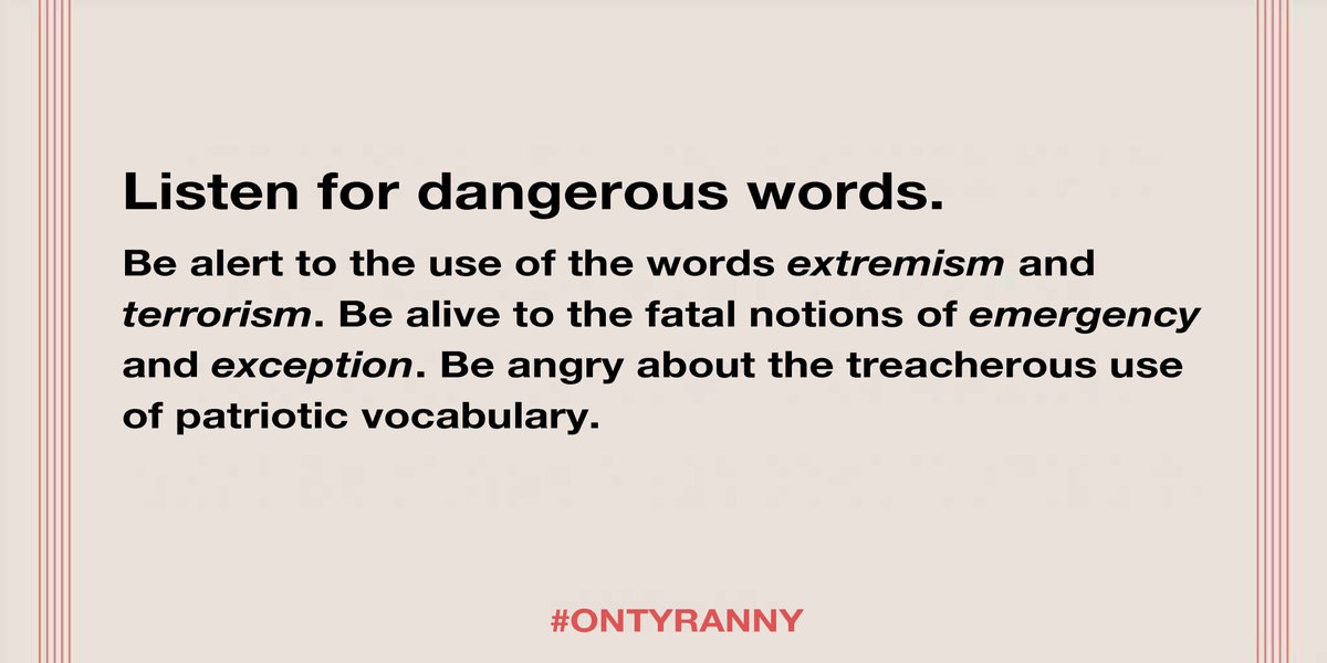 17/20. Listen for dangerous words.  #OnTyranny