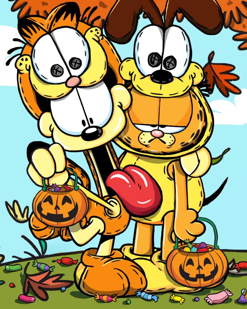 Happy Halloween from Garfield \u0026 friends, image size:819x1024