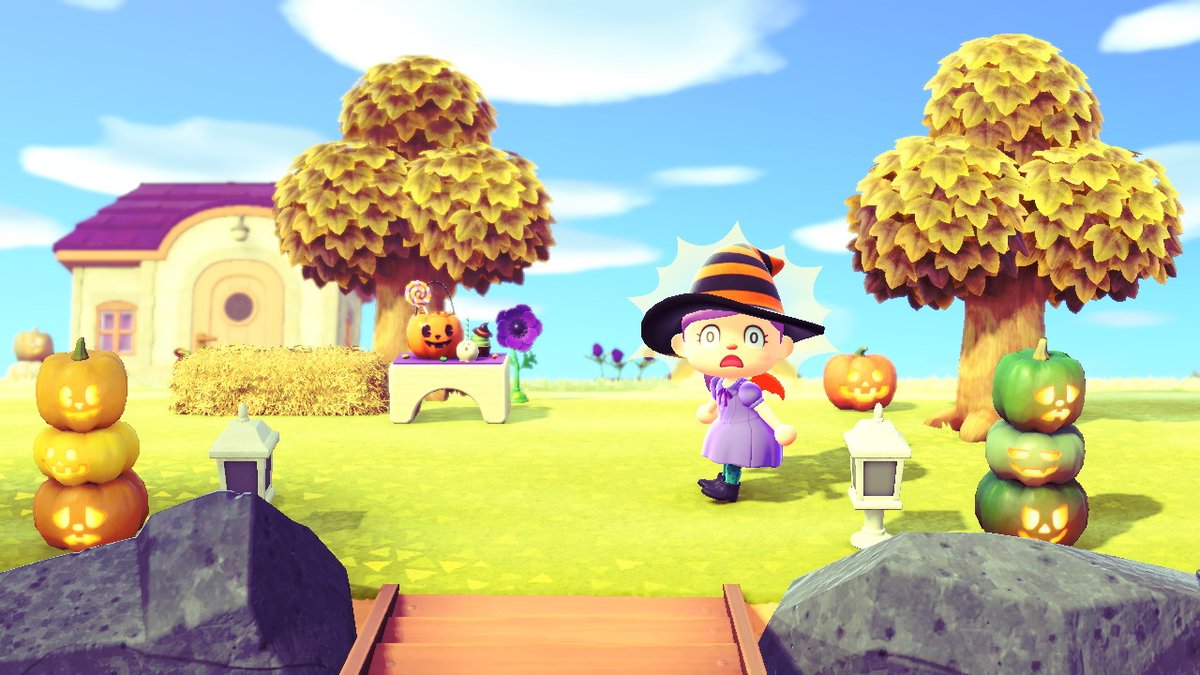 Ritalinia's tweet photo. Happy Halloween! ALL READY?! Two moods for tonight, as you can see (△_△) #ACNH #NintendoSwitch #ACNHHalloween #AnimalCrossingNewHorizons https://t.co/xGRMimYBJn