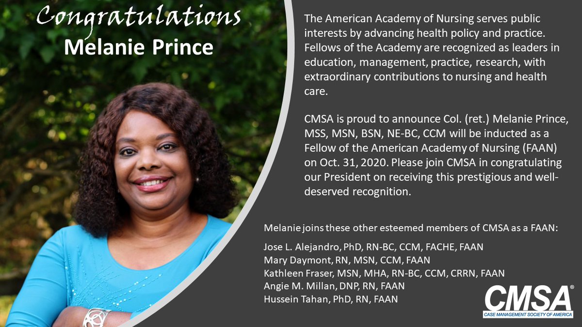 Congratulations to CMSA President, Melanie Prince on her induction as a Fellow of the American Academy of Nursing today. Way to go!
#CMSA #FAAN #amazingachievements